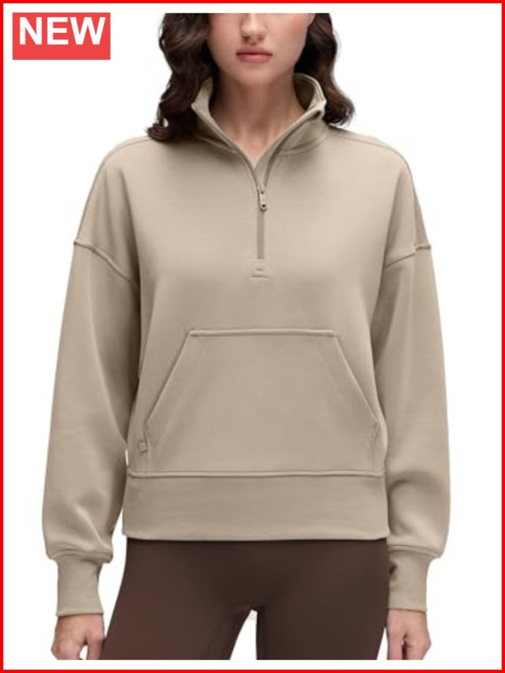 Half Zip Sweatshirt Relaxed Fit Kangaroo Pocket Funnel Neck Activewear